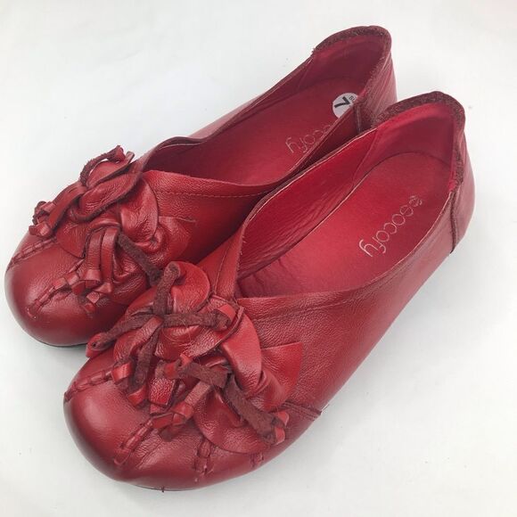 Socofy Red Geuine Leather Floral Toe Handmade Slip On Casual Statement Loafer - Picture 2 of 16